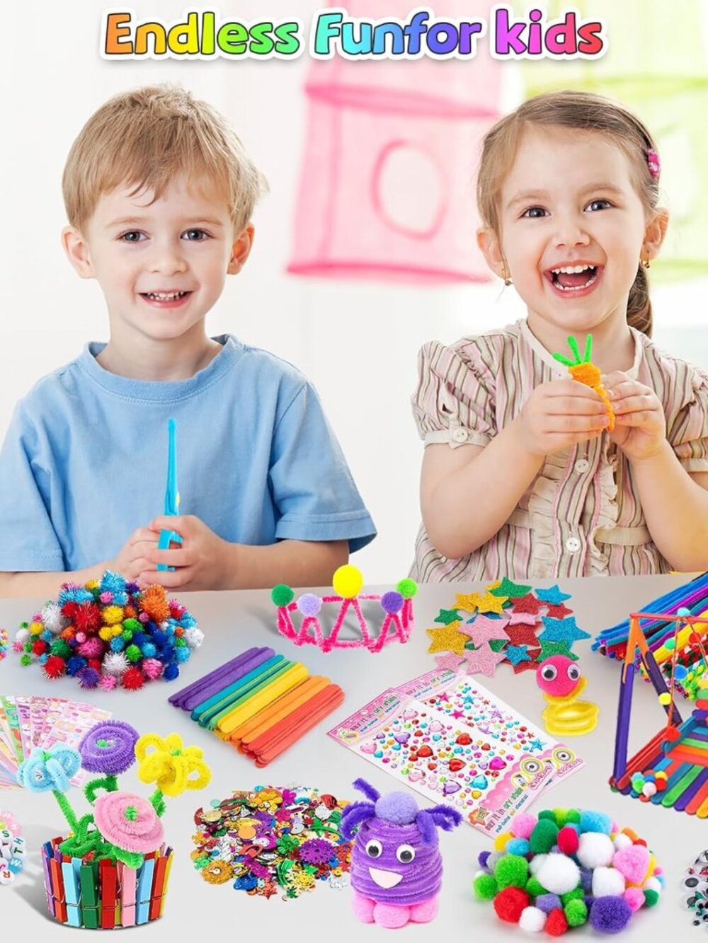 Arts and Crafts Supplies for Kids, 2000+Pcs DIY Craft Kits, Ages 6-10, Education - Picture 3 of 6